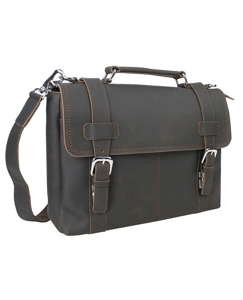 Classic Leather Crossbody Laptop Bag