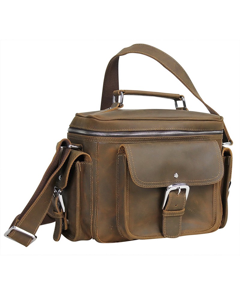 Vintage Leather Crossbody Camera Bag